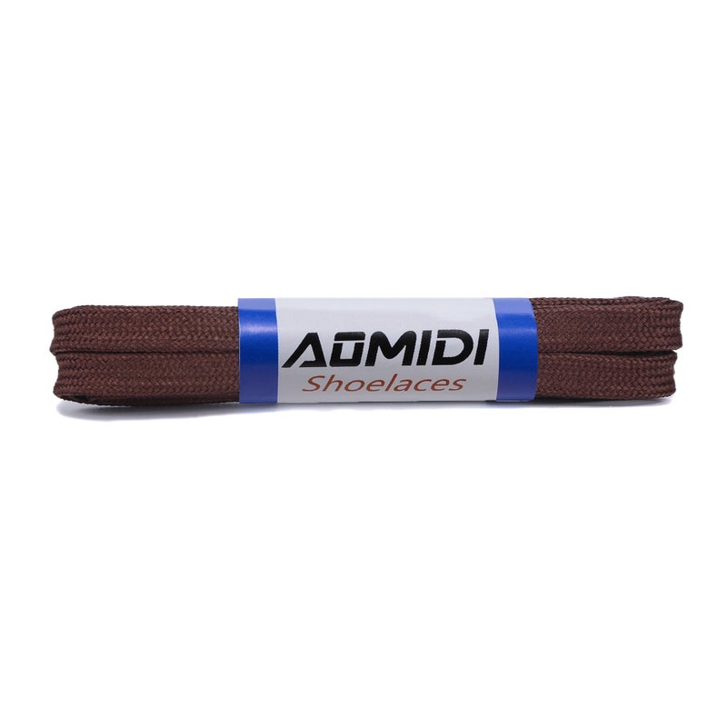 AOMIDI Flat Shoelaces Wide Shoes Lace 2 Pairs Wide Shoelaces Hollow Thick Flat Shoe Laces for Sneakers and Shoes (45" inches (114 cm), Brown) - Image 3